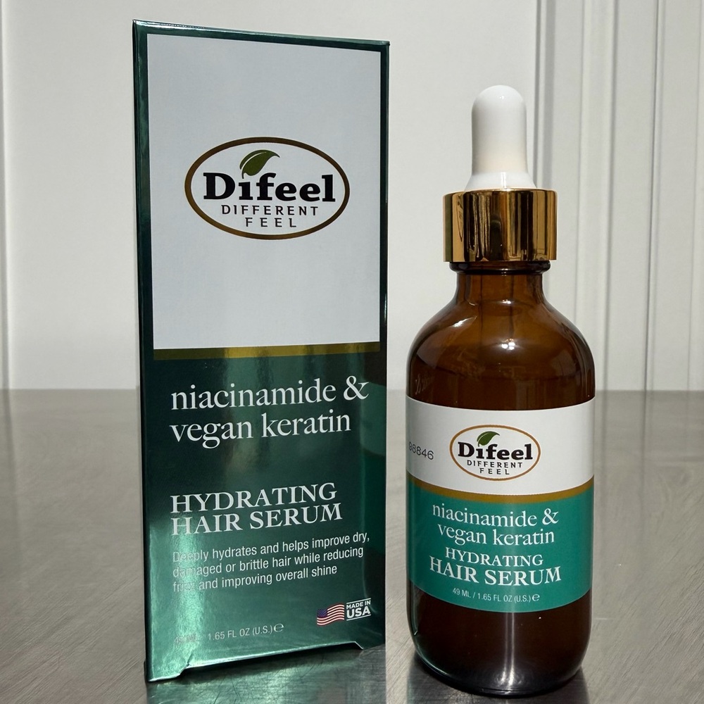 Difeel Niacinamide & Vegan Keratin HYDRATING Hair Serum 1.65 oz New